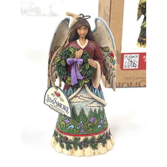 NEW Jim Shore Angel & Evergreen Wreath Hanging ORNAMENT Christmas Decor 4.5" BOX - Picture 9 of 9